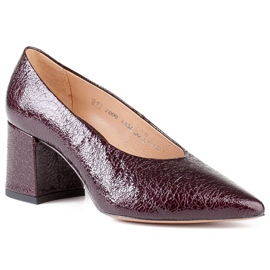 Marco Shoes Elegant burgundy pumps made of lacquer red 1