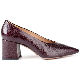 Marco Shoes Elegant burgundy pumps made of lacquer red 2