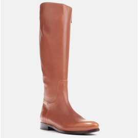 Marco Shoes Smooth, classic 1323K brown boots on a flat 1