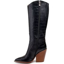 Marco Shoes Black women boots Marco 1373K cowboy boots with reptile skin 1 Marco Shoes Black women boots Marco 1373K cowboy boots with reptile skin 1
