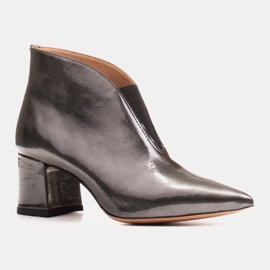 Marco Shoes 1460B slim gray leather ankle boots with a rubber upper grey 1 Marco Shoes 1460B slim gray leather ankle boots with a rubber upper grey 1