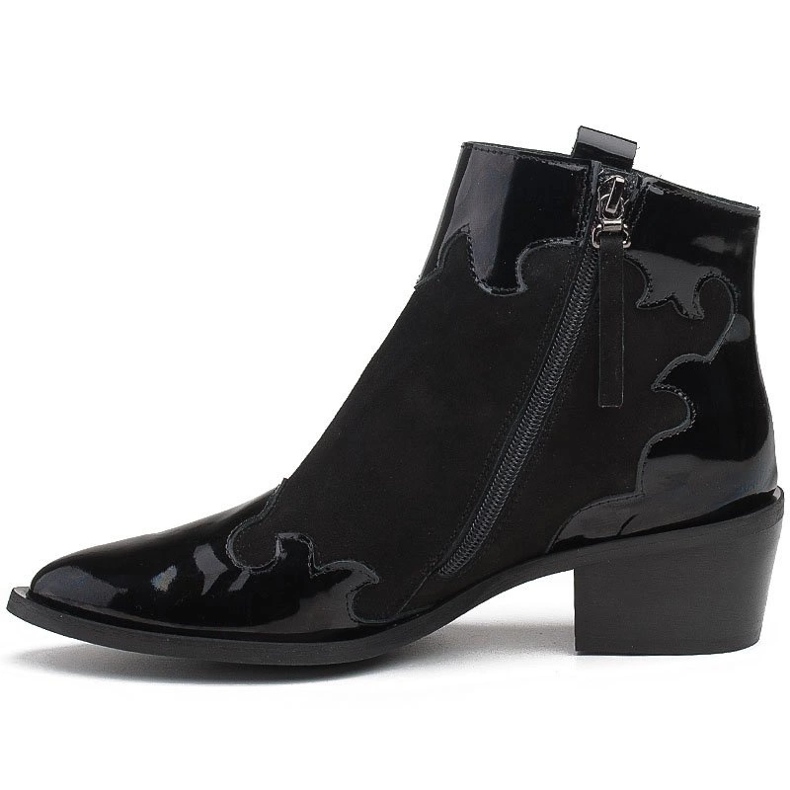 Marco Shoes Black boots made of natural suede with the addition of varnish 2