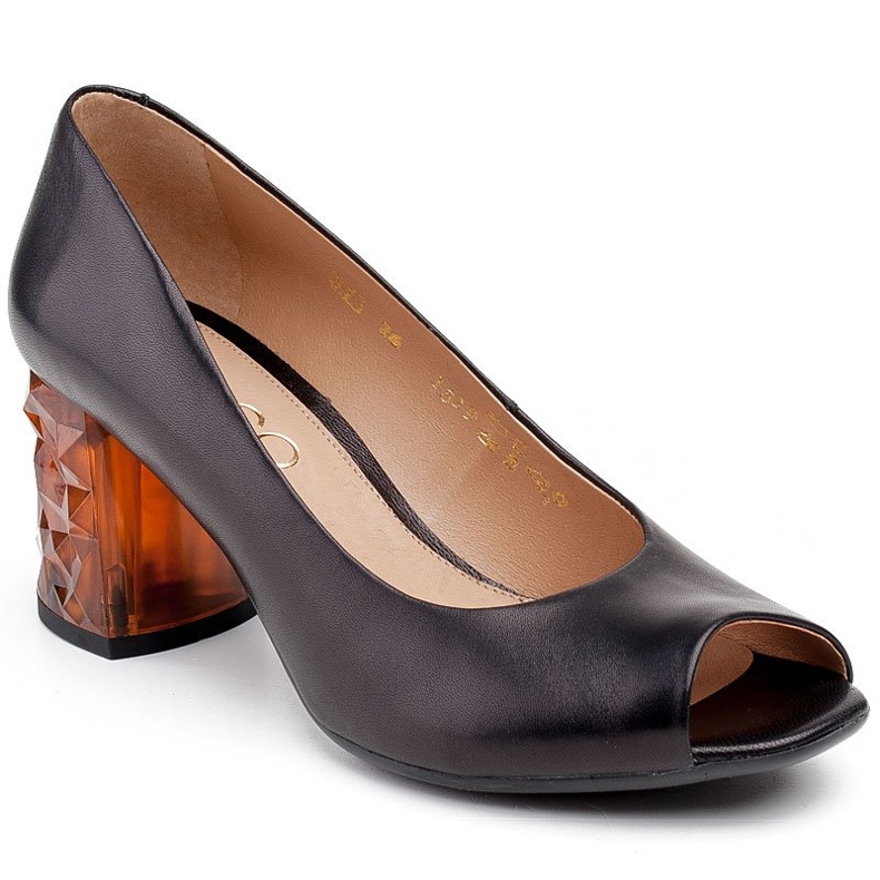 Marco Shoes Black sandals 1519P with 3D amber heel 1