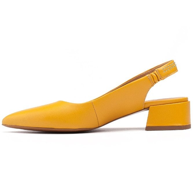 Marco Shoes Yellow leather sandals with decorative jets 2