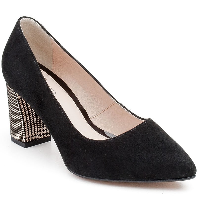 Marco Shoes Black 1066P pumps with a heel, houndstooth pattern 1