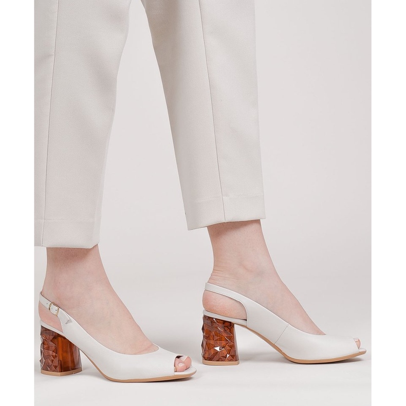 Marco Shoes Leather sandals white with a 3D 1517P heel 1 Marco Shoes Leather sandals white with a 3D 1517P heel 1