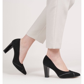 Marco Shoes Black suede pumps with a pattern 2