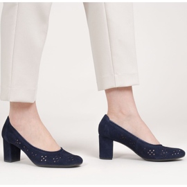 Marco Shoes Navy blue pumps with perforation for a wider foot 1 Marco Shoes Navy blue pumps with perforation for a wider foot 1
