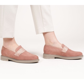Marco Shoes Comfortable shoes 1813P powder pink with a metallic insert 1
