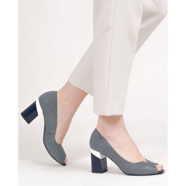 Marco Shoes Navy blue 1636P striped pumps 2