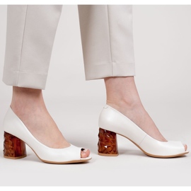 Marco Shoes White 1519P pumps with amber 3D heel 1
