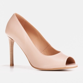 Marco Shoes 1581P beige sandals on a high heel 1