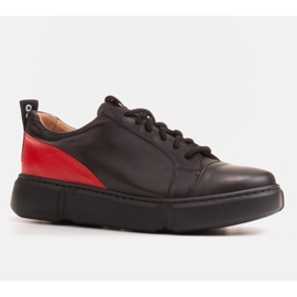 Marco Shoes Black leather sneakers with an insert on the heel 1