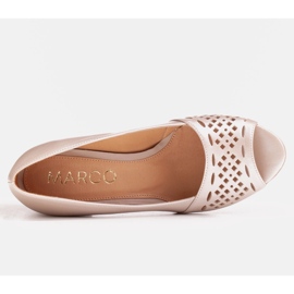 Marco Shoes Beige pumps with a decorative perforated front 2