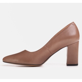 Marco Shoes Brown leather pumps with a wrap around heel beige 1