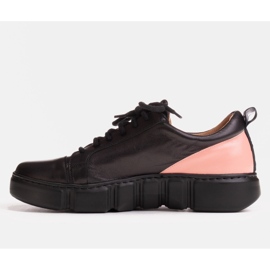 Marco Shoes Leather sneakers with a pink insert black 1