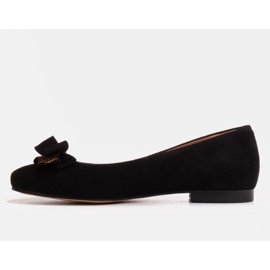 Marco Shoes Black suede ballerinas with a bow 1