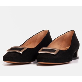 Marco Shoes Black suede pumps with embellishment 1 Marco Shoes Black suede pumps with embellishment 1