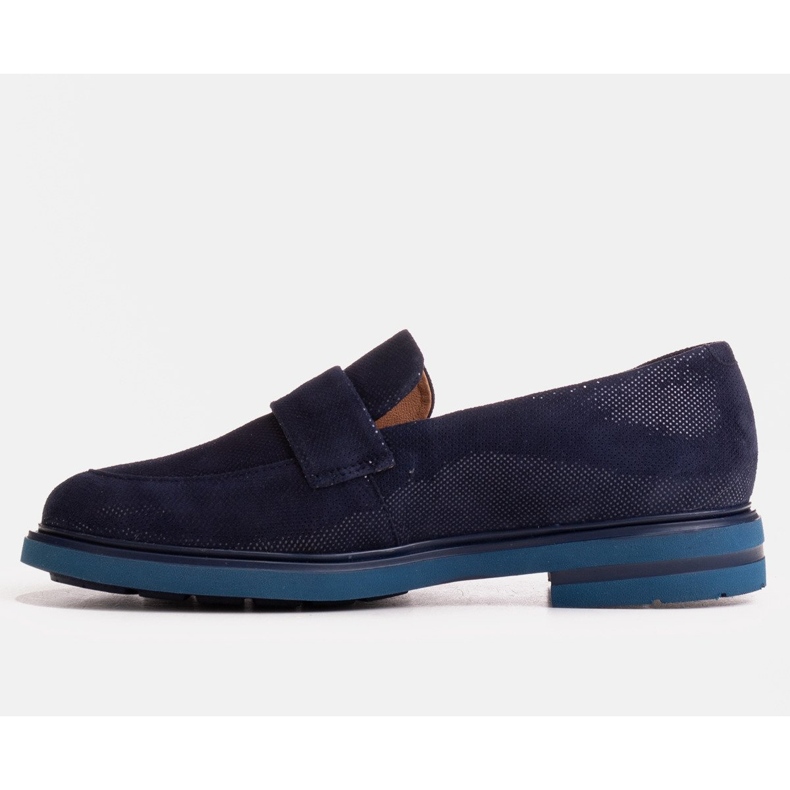 Marco Shoes Navy blue moccasins with a velor decoration 1 Marco Shoes Navy blue moccasins with a velor decoration 1