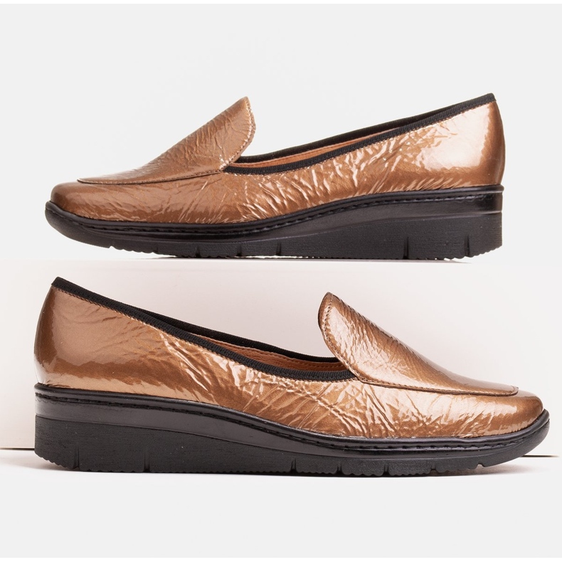 Radoskór Comfortable low-cut moccasins on a low wedge for a wider foot golden 1