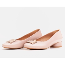 Marco Shoes Pink leather ballerinas with golden decoration 1