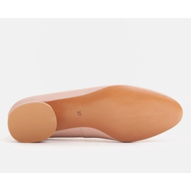 Marco Shoes Pink leather ballerinas with golden decoration 2