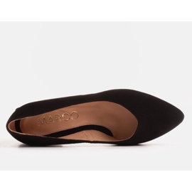 Marco Shoes Black leather pumps with a chrome heel 1