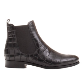 Marco Shoes Flat leather ankle boots with elastic rubber in the uppers black 1