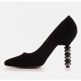 Marco Shoes Black suede heels with stones 1