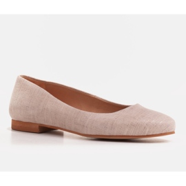 Marco Shoes Beige leather ballerinas with a metallic accent 1