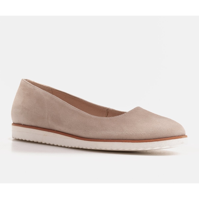 Marco Shoes Women's light ballerinas made of natural suede with a sporty sole beige 1