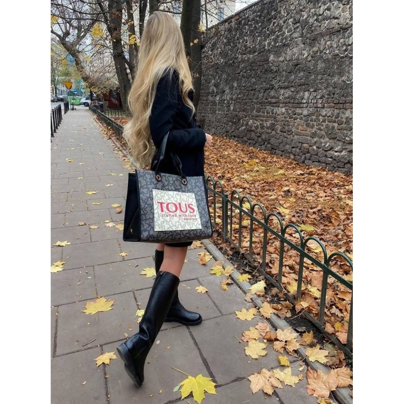 Marco Shoes High flat boots made of natural embossed leather black 1