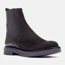 Marco Shoes Flat leather ankle boots with insulation with a wide rubber in the upper black 1