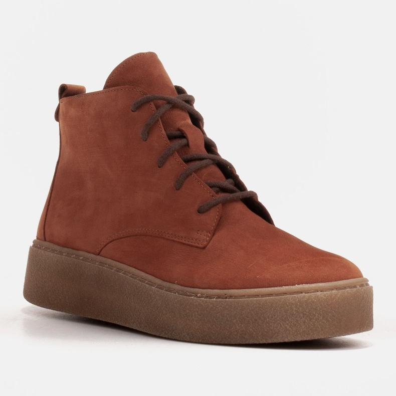 Marco Shoes Low lace-up boots made of soft leather orange 1