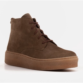 Marco Shoes Low lace-up boots made of soft leather brown green 1
