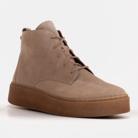 Marco Shoes Low lace-up boots made of soft leather beige 1