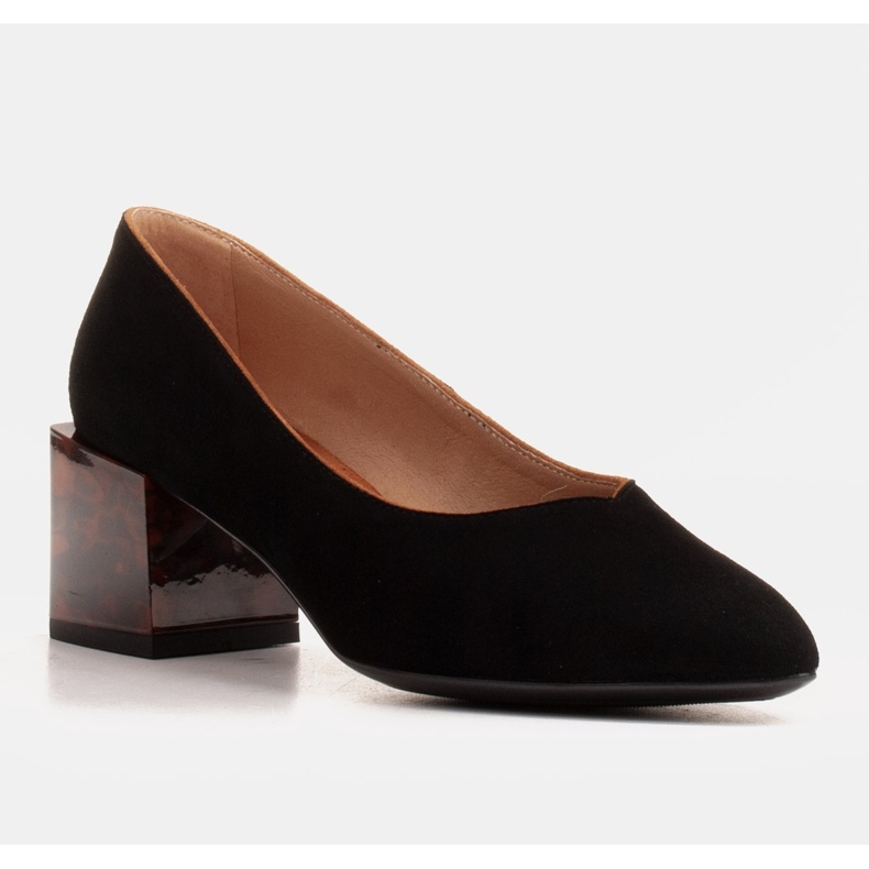 Marco Shoes Women's pumps made of natural suede with an amber heel black 1