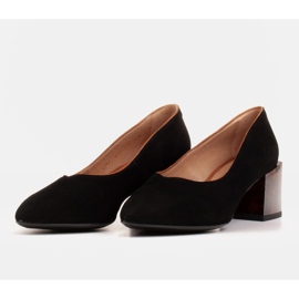 Marco Shoes Women's pumps made of natural suede with an amber heel black 4