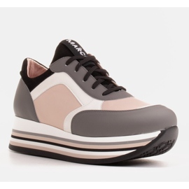 Marco Shoes Light sneakers on a thick sole made of natural leather grey 1