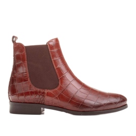 Marco Shoes Flat leather ankle boots with elastic rubber in the uppers brown 1
