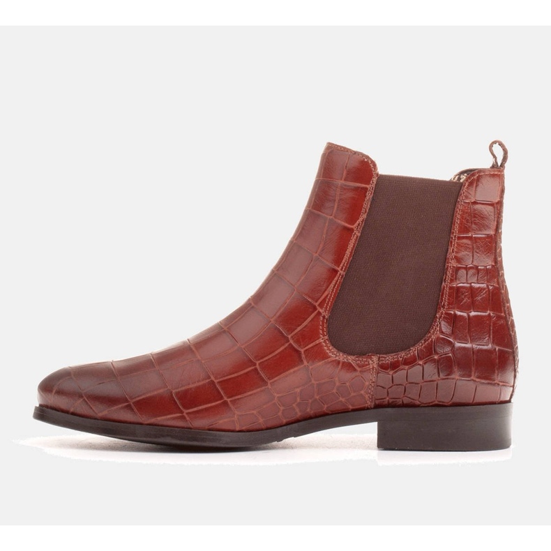 Marco Shoes Flat leather ankle boots with elastic rubber in the uppers brown 2