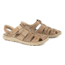 Olivier Men's leather summer sandals 230MA beige 2