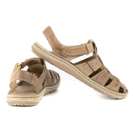 Olivier Men's leather summer sandals 230MA beige 3