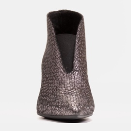 Marco Shoes 1460B slim gray leather ankle boots with a rubber upper grey 1
