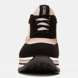 Marco Shoes Light sneakers on a thick sole made of natural leather black pink 1 Marco Shoes Light sneakers on a thick sole made of natural leather black pink 1