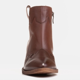 Marco Shoes Natural grain leather brown cowboy boots without insulation 1