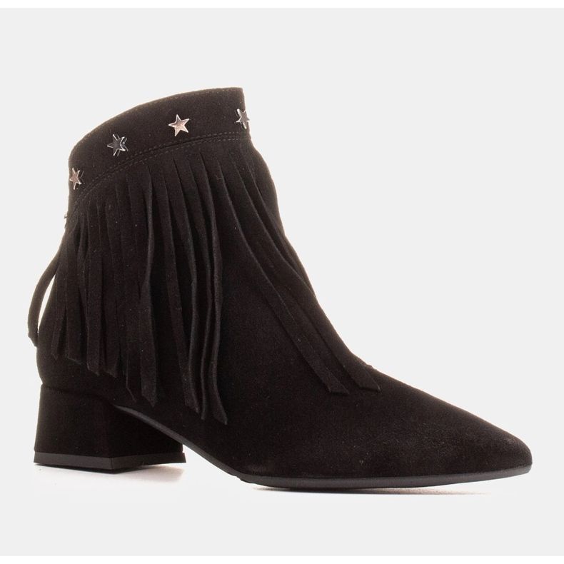Marco Shoes Original suede boots with decorative fringes black 1