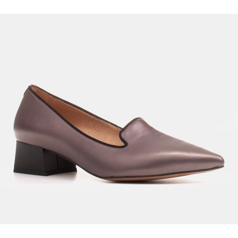 Marco Shoes Women's pumps with interesting leather on a low heel brown 1