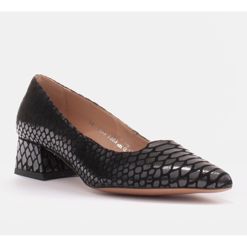 Marco Shoes Women's pumps with interesting leather on a low heel black 1