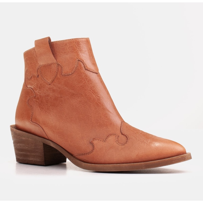 Marco Shoes Red boots made of irregularly wrinkled natural leather multicolored 1